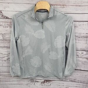 Tommy Bahama IslandZone Mens Large Leaf‎ 1/4 Zip Long Sleeve Shirt Performance